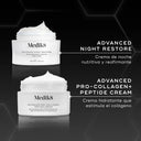 Comparación productos Medik8: Advanced Night Restore como crema de noche nutritiva y reafirmante vs Advanced Pro-Collagen+ Peptide Cream como crema hidratante que estimula el colágeno