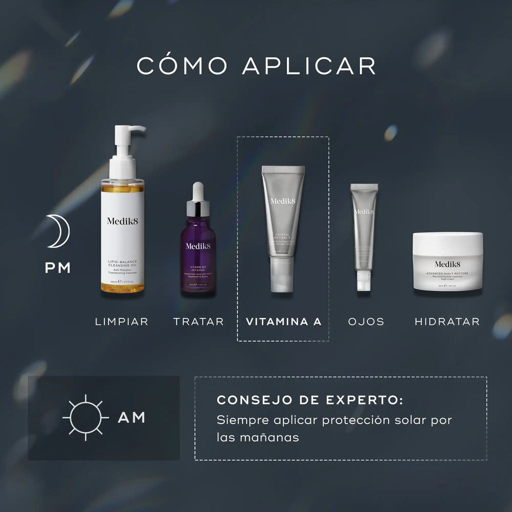 Sérum de noche para líneas finas y suavizar la piel Crystal Retinal de Medik8 